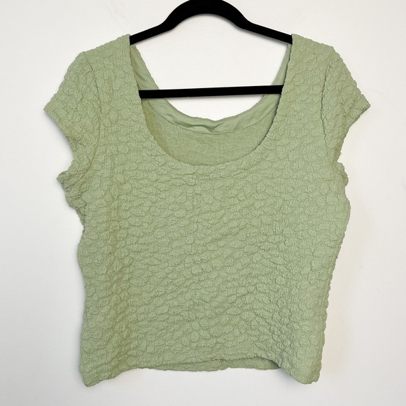 NWT Maeve Anthropologie Socialite Popcorn Tee Green Womens Medium Scoop Back - Picture 8 of 13